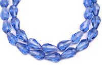 Бусина стеклянная граненая Капля 15х10мм, цвет голубой, прозрачная, 503-002, 10шт